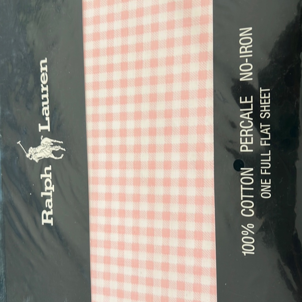Flat Sheet pink gingham Ralph Lauren NWT